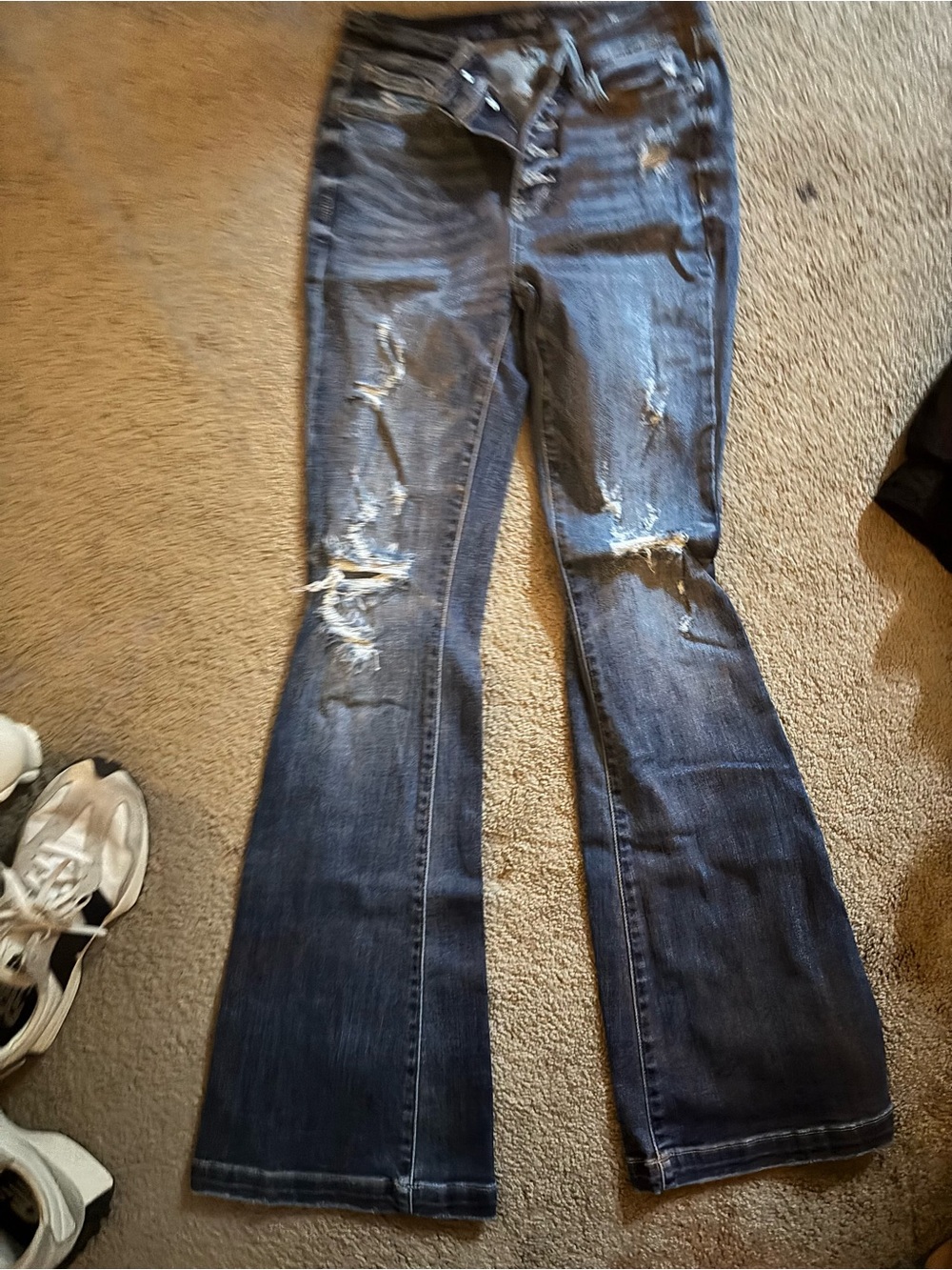 Judy Blue Dark Blue Distressed Flared Jeans